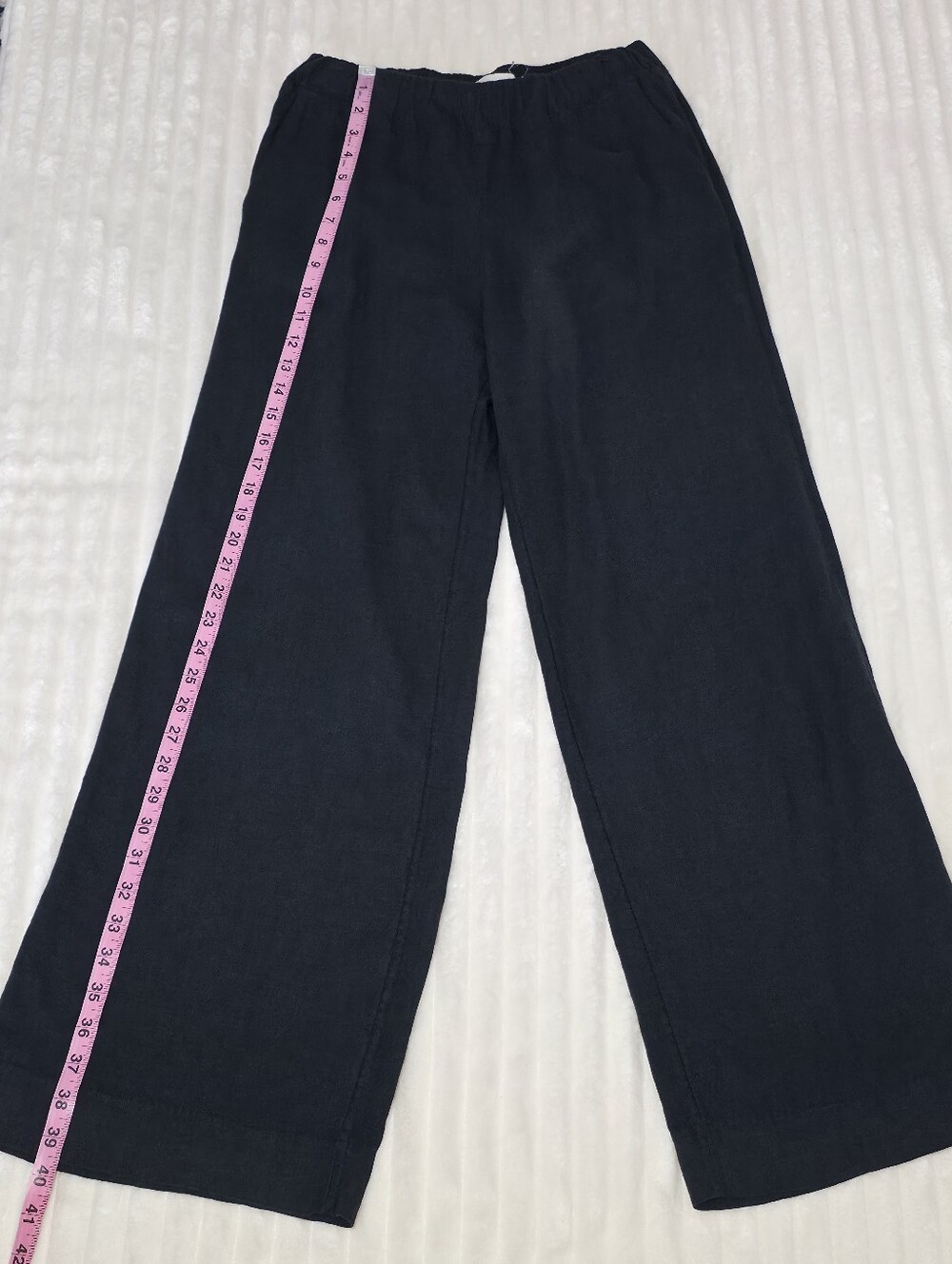 Abercrombie&Fitch Linen-Blend Wide Leg Pull-On Pants, Black, Elastic Waist, XS - Picture 4 of 10